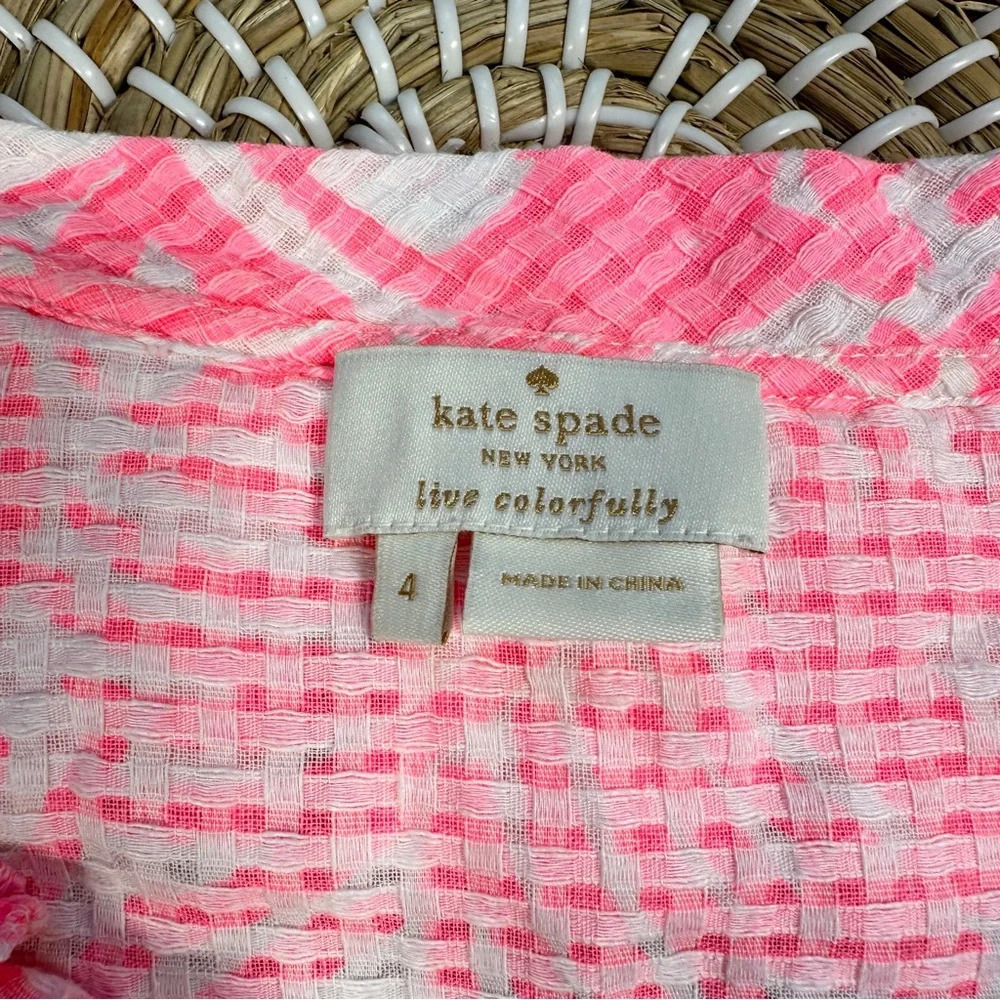 Kate Spade New York Bonnie Botanical Pink Top Blouse Sleeveless Size 4 - Picture 7 of 9